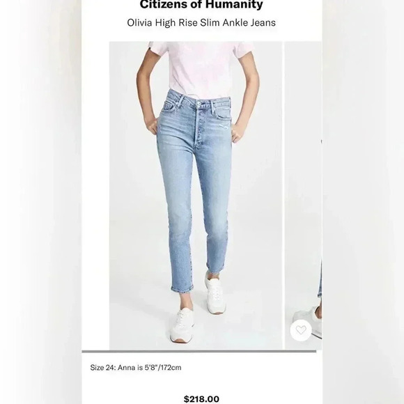 Citizens of Humanity
Olivia High Rise Slim Ankle Jeans NEW - Picture 1 of 6